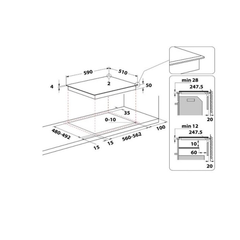 Placa de inducción flexible Whirlpool WF S5060 CPBF con instalación